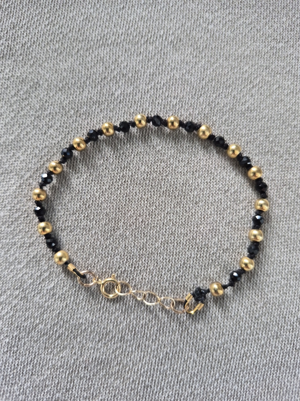 Gold and Black Beaded Women's Bracelet